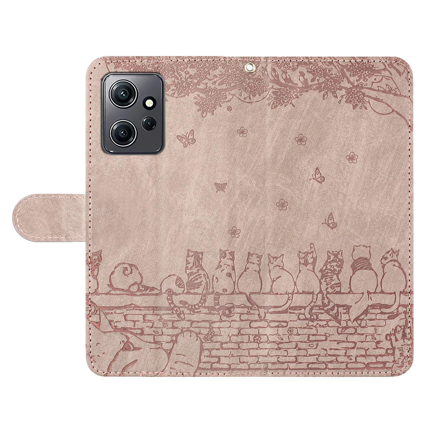 Uniqkart for Xiaomi Redmi Note 12 4G Stand Wallet Case Wall Cats Imprinted PU Leather Phone Cover with Strap - Smoky Purple