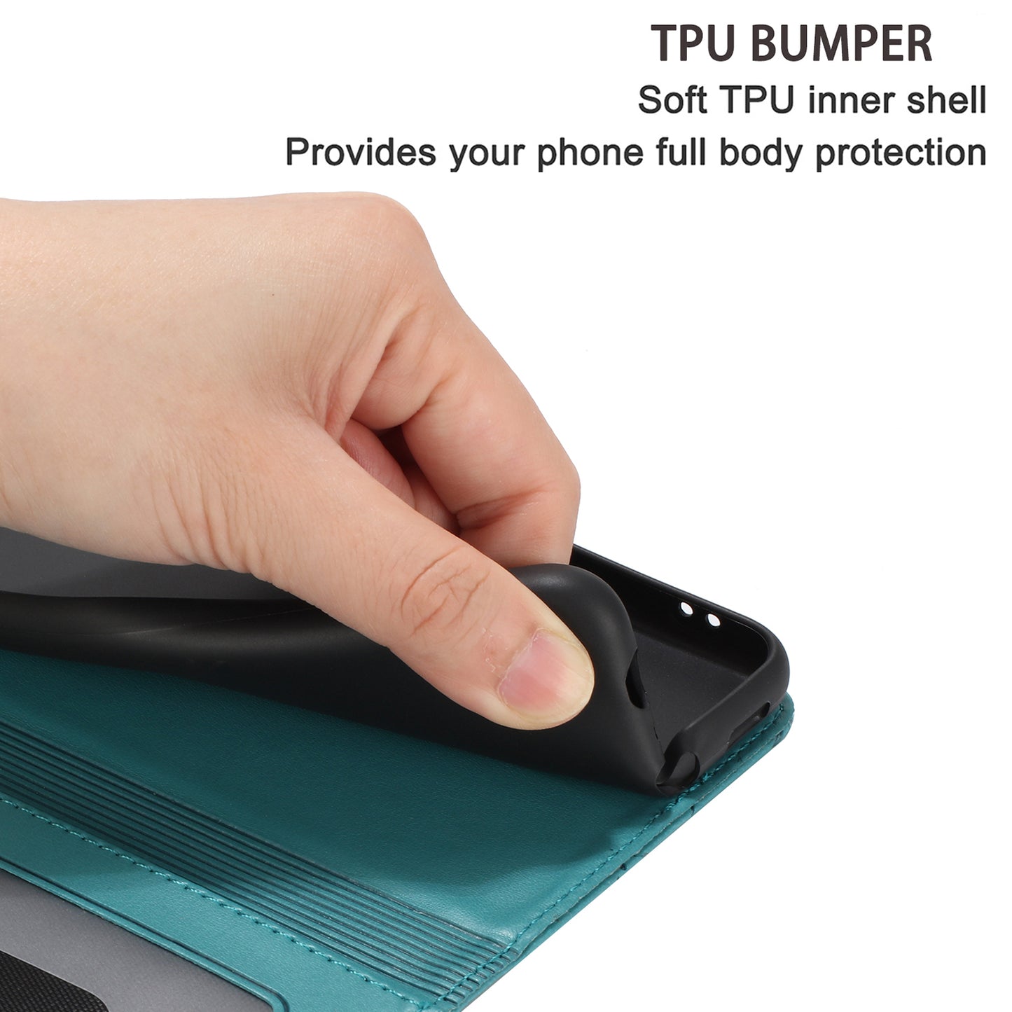 Wall Cats Imprinted Phone Cover for iPhone 15 , Stand Wallet Anti-drop Leather Case with Strap - Blue