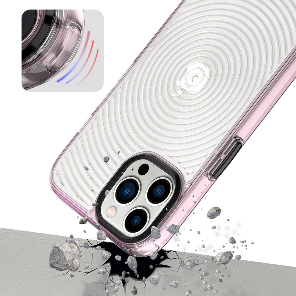 Uniqkart for iPhone 13 Pro 6.1 inch Soft TPU + Hard PC Phone Case 3D Textured Clear Slim Phone Cover with Lanyard - Matte