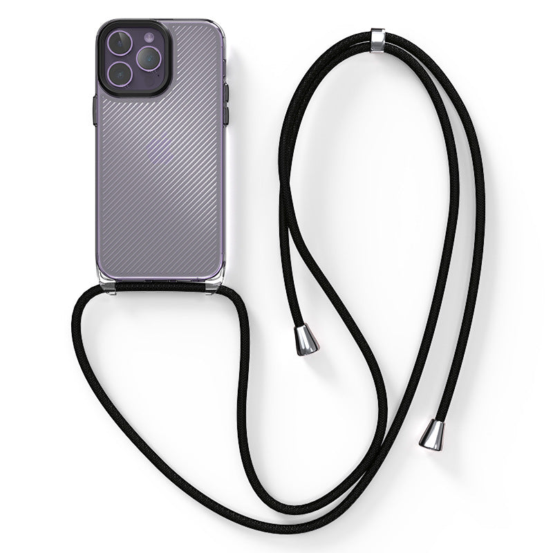 Uniqkart for iPhone 13 Pro 6.1 inch Soft TPU + Hard PC Phone Case 3D Textured Clear Slim Phone Cover with Lanyard - Twills
