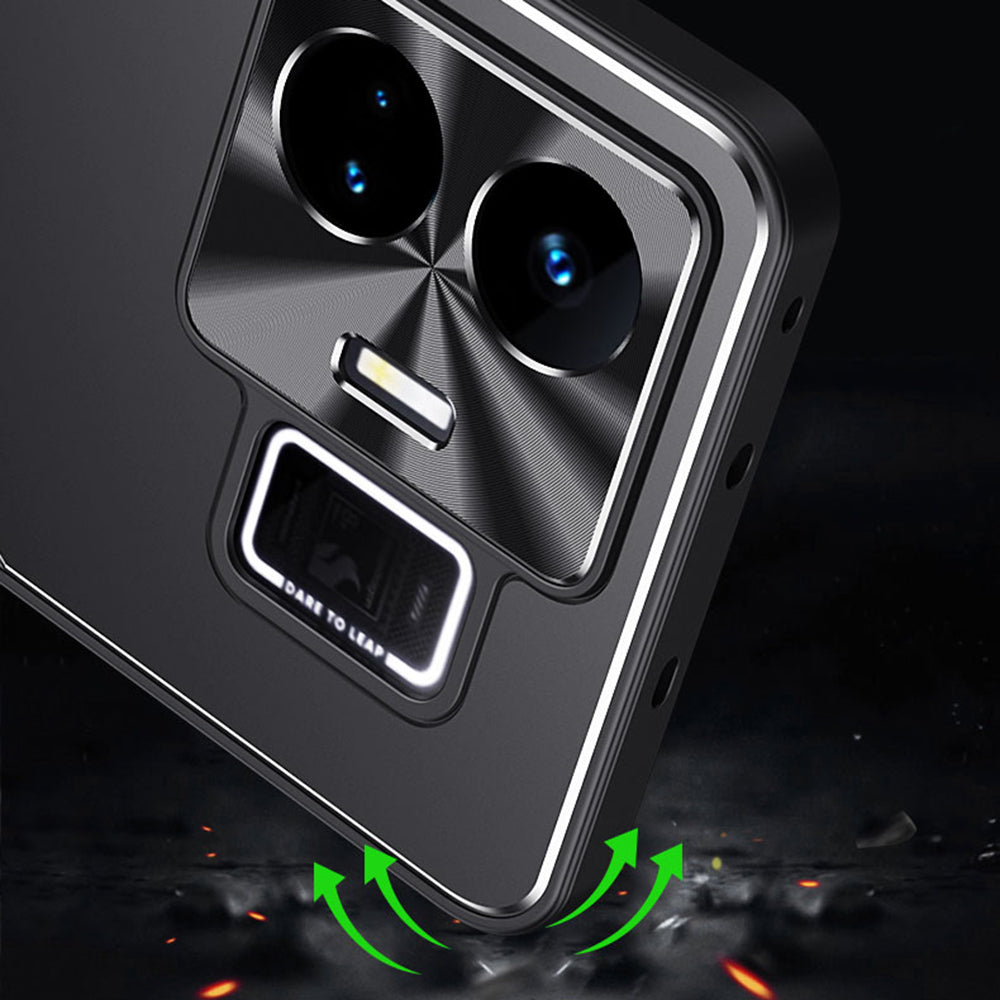 Uniqkart for Realme GT Neo 5 5G Dustproof Cell Phone Shell TPU+Aluminium Alloy Cover Kickstand Phone Case - Silver