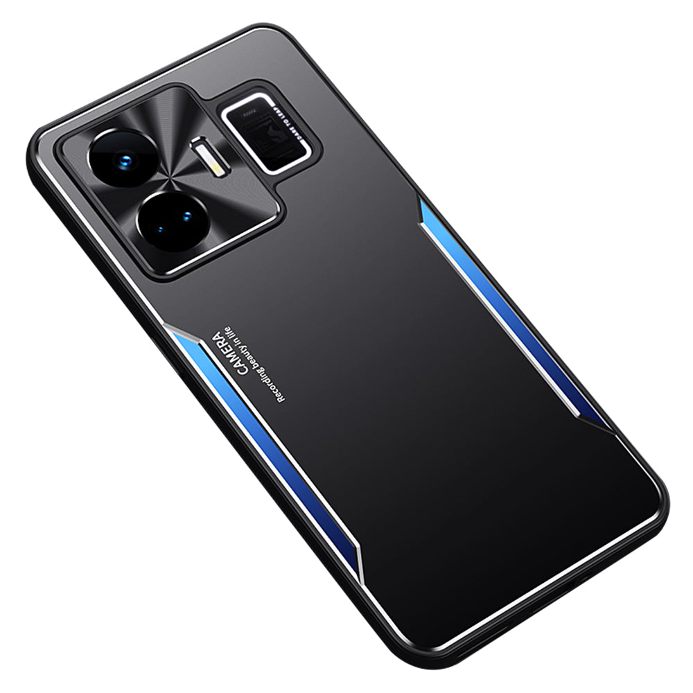Uniqkart for Realme GT Neo 5 5G Aluminum Alloy Coated TPU Cell Phone Shell Raised Edge Protection Cover Case - Blue