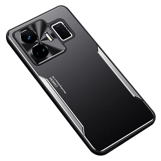 Uniqkart for Realme GT Neo 5 5G Aluminum Alloy Coated TPU Cell Phone Shell Raised Edge Protection Cover Case - Silver