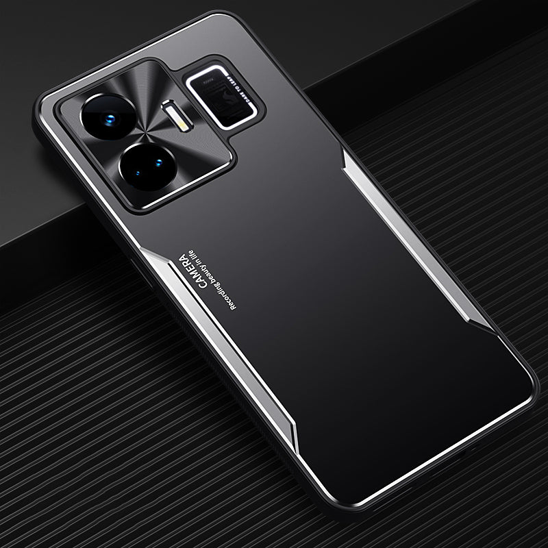 Uniqkart for Realme GT Neo 5 5G Aluminum Alloy Coated TPU Cell Phone Shell Raised Edge Protection Cover Case - Silver