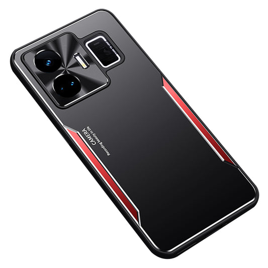 Uniqkart for Realme GT Neo 5 5G Aluminum Alloy Coated TPU Cell Phone Shell Raised Edge Protection Cover Case - Red