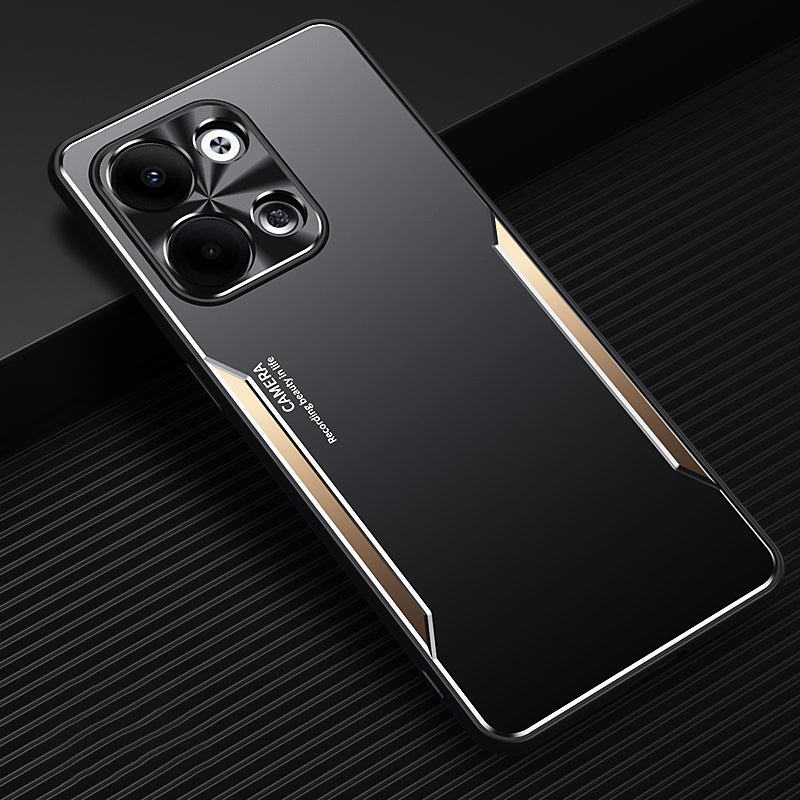 Uniqkart for Oppo Reno9 Pro 5G TPU + Aluminum Alloy Phone Case Drop Protection Phone Cover - Gold