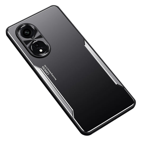 Uniqkart for Oppo A1 Pro 5G / A98 5G / Reno8 T 5G Raised Edge Protection Phone Case Aluminum Alloy + TPU Mobile Phone Cover - Silver