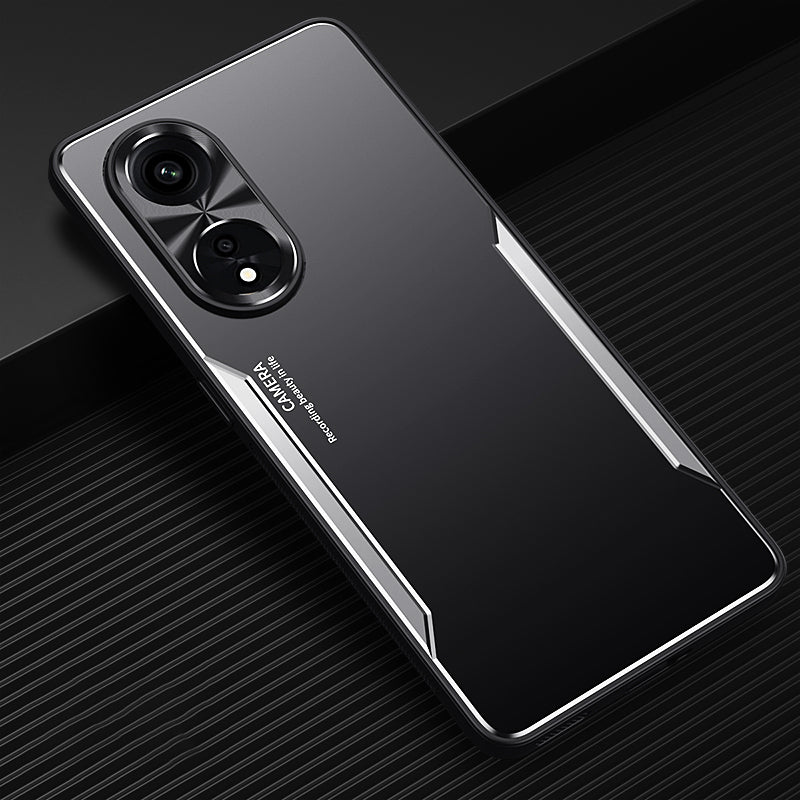 Uniqkart for Oppo A1 Pro 5G / A98 5G / Reno8 T 5G Raised Edge Protection Phone Case Aluminum Alloy + TPU Mobile Phone Cover - Silver