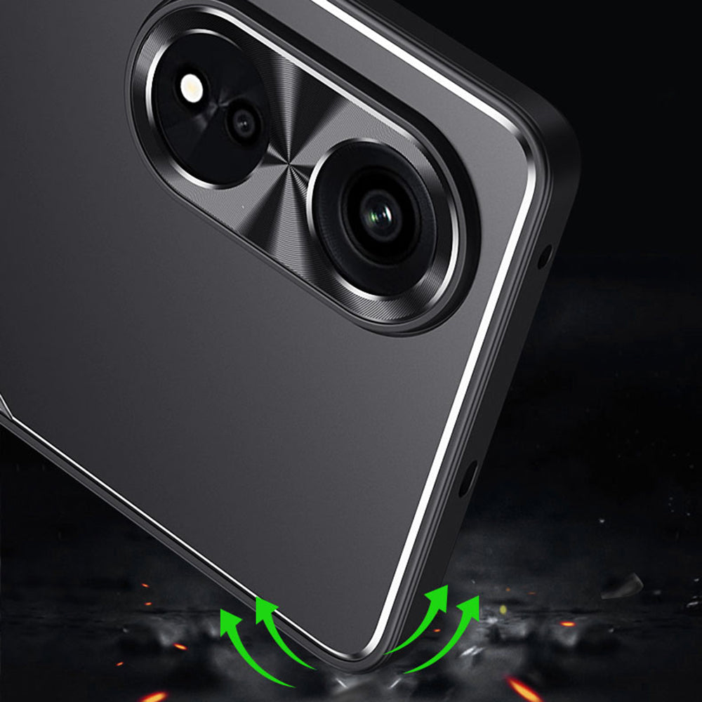 Uniqkart for Oppo A1 Pro 5G / A98 5G / Reno8 T 5G Raised Edge Protection Phone Case Aluminum Alloy + TPU Mobile Phone Cover - Silver