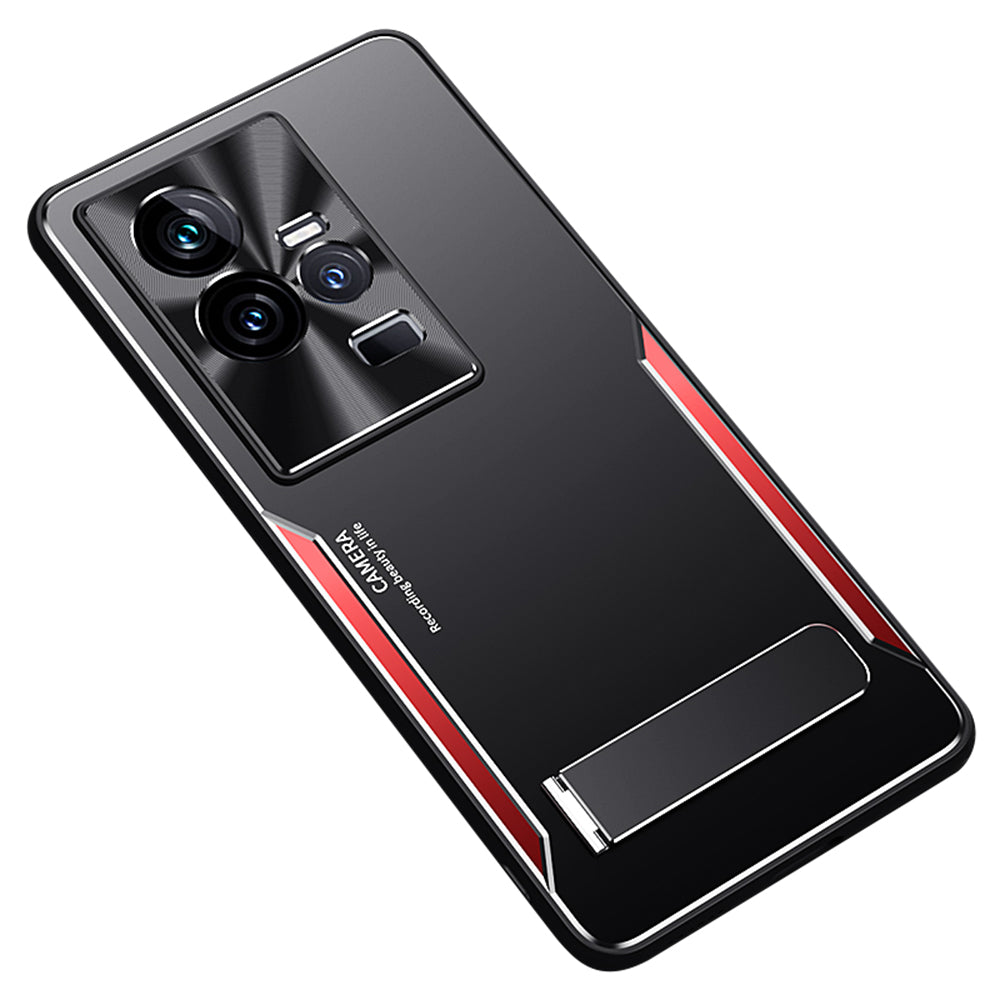 Uniqkart for vivo iQOO 11 5G TPU+Aluminium Alloy Cell Phone Shell Cover Kickstand Anti-Scratch Phone Case - Red