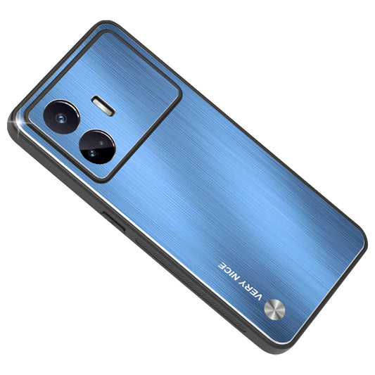 Uniqkart for Realme GT Neo5 SE 5G Scratch Resistant Aluminum Alloy+TPU Mobile Phone Case Brushed Cover - Blue