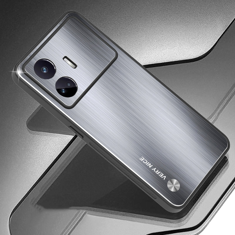 Uniqkart for Realme GT Neo5 SE 5G Scratch Resistant Aluminum Alloy+TPU Mobile Phone Case Brushed Cover - Silver