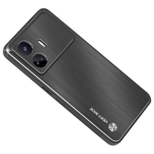 Uniqkart for Realme GT Neo5 SE 5G Scratch Resistant Aluminum Alloy+TPU Mobile Phone Case Brushed Cover - Black