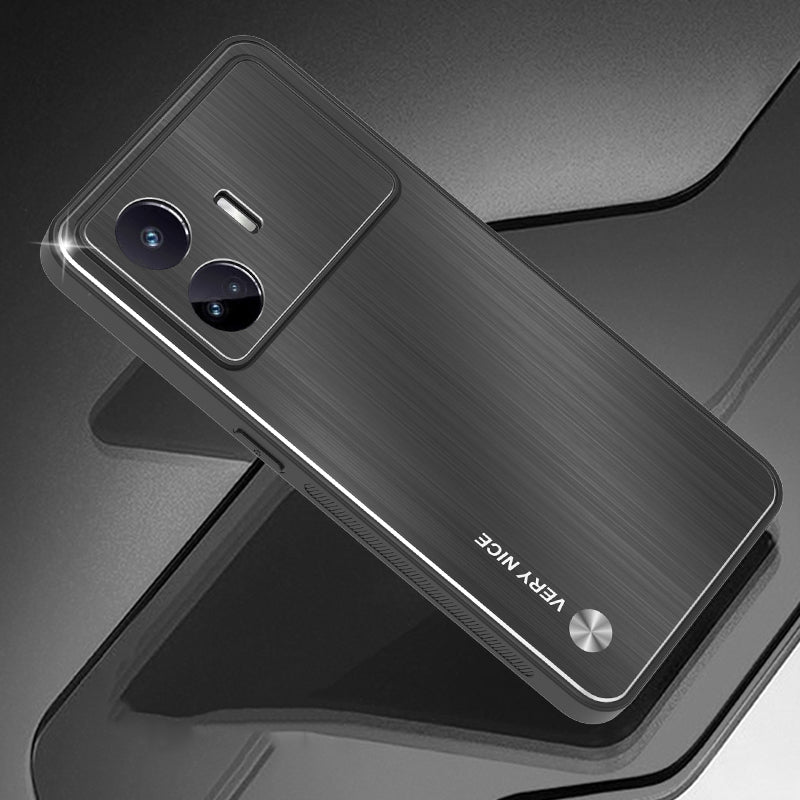 Uniqkart for Realme GT Neo5 SE 5G Scratch Resistant Aluminum Alloy+TPU Mobile Phone Case Brushed Cover - Black