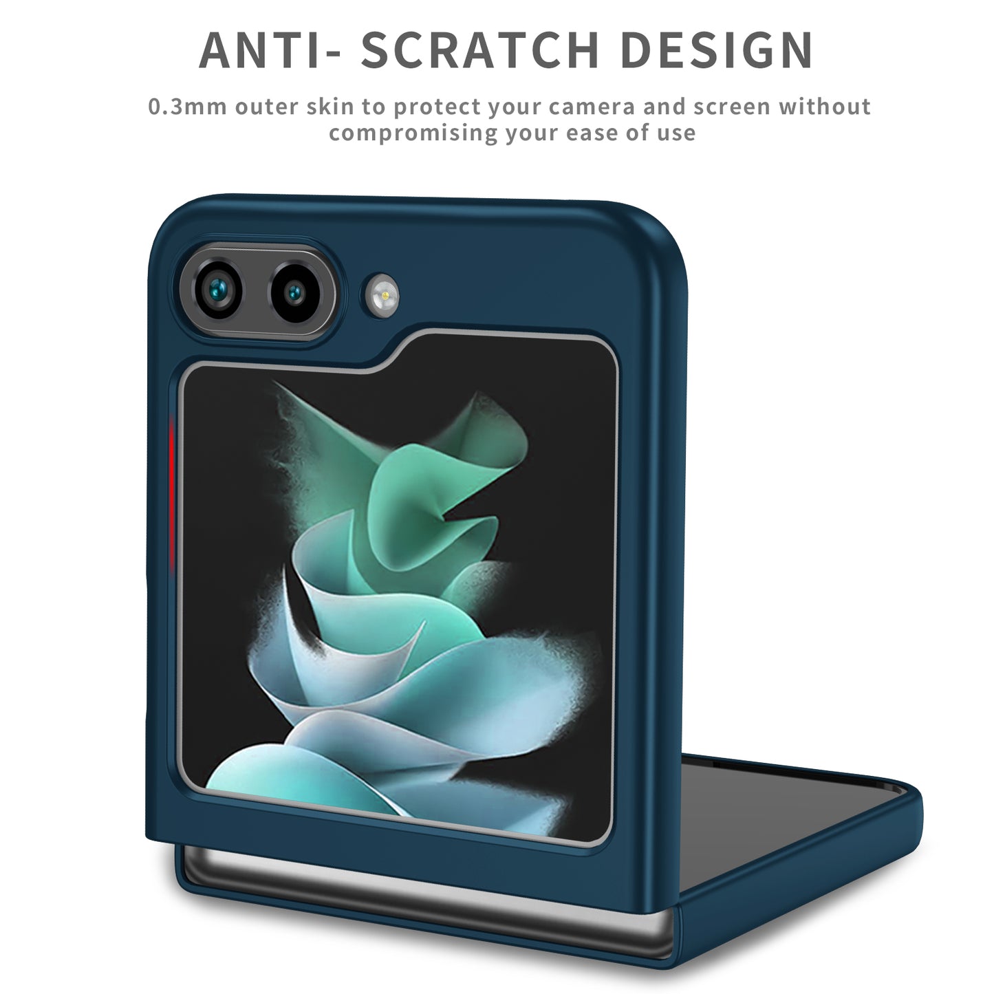 Uniqkart for Samsung Galaxy Z Flip5 5G Hard PC Phone Case Ring Kickstand Cover Support Magnetic Car Mount - Dark Blue