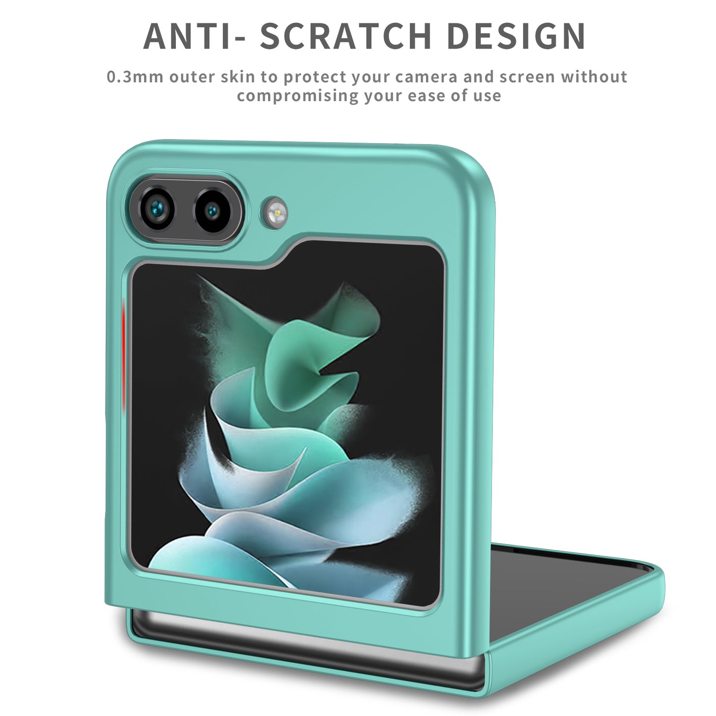 Uniqkart for Samsung Galaxy Z Flip5 5G Hard PC Phone Case Ring Kickstand Cover Support Magnetic Car Mount - Sky Blue