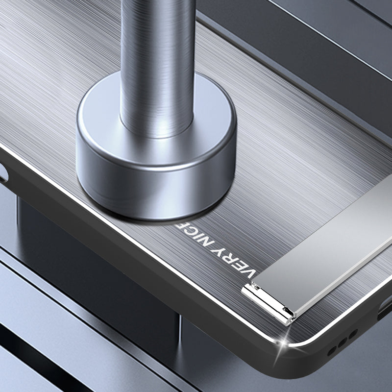 for Realme 11 Pro 5G / 11 Pro+ 5G Drop-proof Phone Case TPU+Aluminium Alloy Brushed Cover with Kickstand - Black
