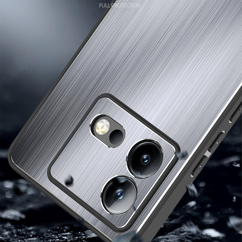 Uniqkart for vivo iQOO Neo8 5G Aluminium Alloy Back + TPU Frame Phone Case Brushed Anti-scratch Cover - Black
