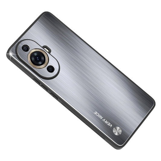 Uniqkart for Huawei nova 11 Pro / nova 11 Ultra Aluminium Alloy Back + TPU Frame Phone Case Brushed Cover - Silver