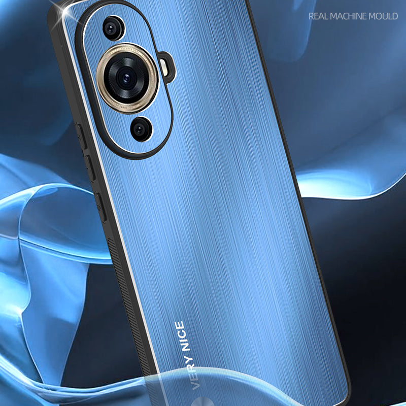 Uniqkart for Huawei nova 11 Pro / nova 11 Ultra Aluminium Alloy Back + TPU Frame Phone Case Brushed Cover - Silver