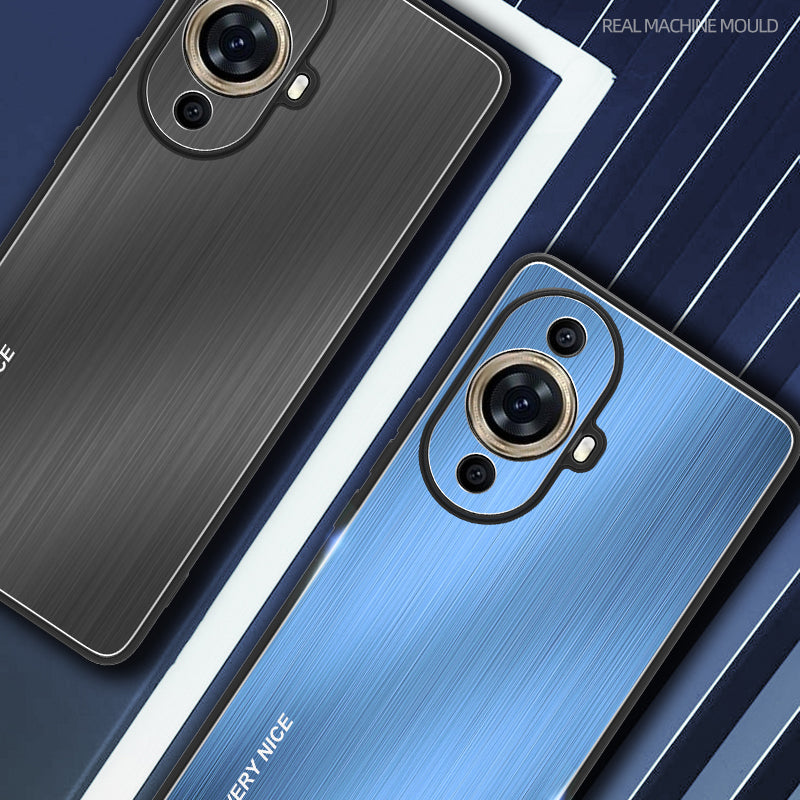 Uniqkart for Huawei nova 11 Pro / nova 11 Ultra Aluminium Alloy Back + TPU Frame Phone Case Brushed Cover - Silver