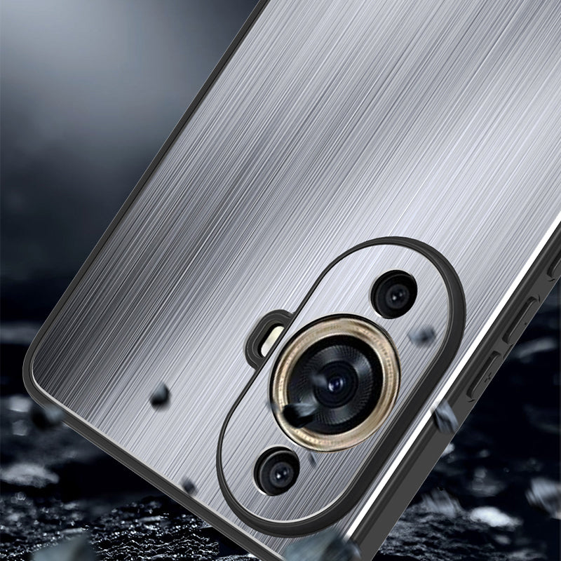 Uniqkart for Huawei nova 11 Pro / nova 11 Ultra Aluminium Alloy Back + TPU Frame Phone Case Brushed Cover - Silver