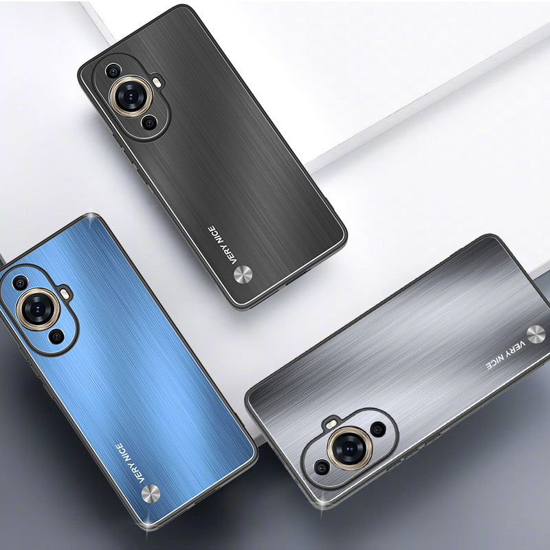Uniqkart for Huawei nova 11 Pro / nova 11 Ultra Aluminium Alloy Back + TPU Frame Phone Case Brushed Cover - Silver