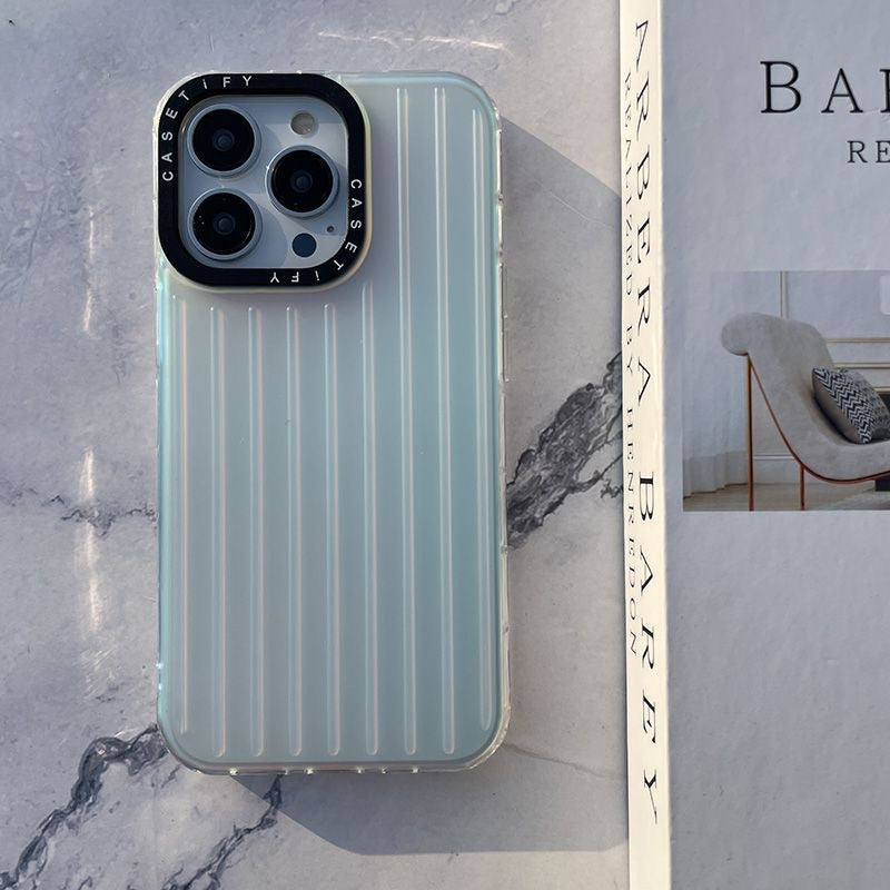 Uniqkart for iPhone 12 Pro Max 6.7 inch Laser Gradient Phone Cover Suitcase Shape Matte Hard PC Phone Case