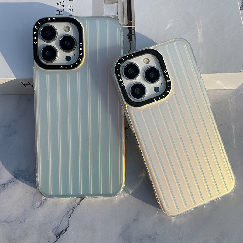 Uniqkart for iPhone 12 Pro Max 6.7 inch Laser Gradient Phone Cover Suitcase Shape Matte Hard PC Phone Case