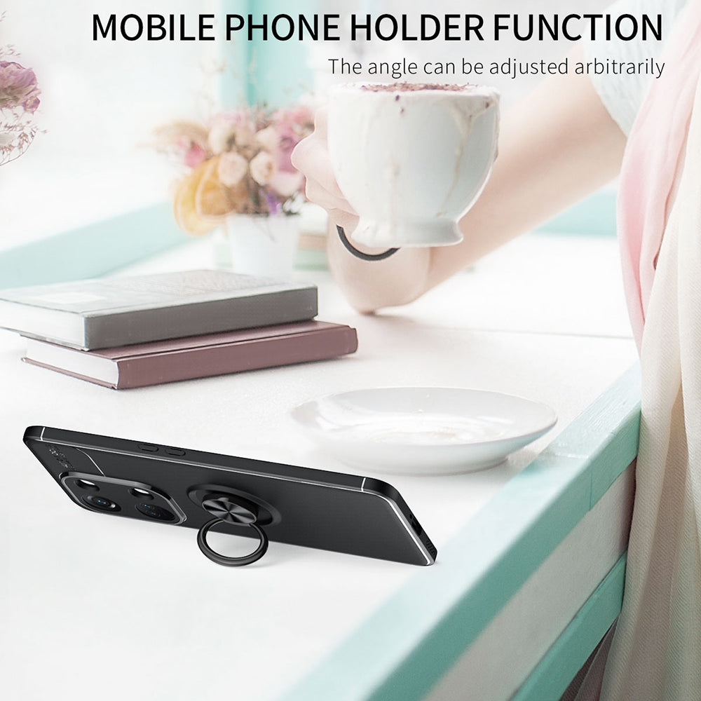 Back Cover for OnePlus Ace 2V / Nord 3 5G Kickstand TPU Phone Case Ring Holder Phone Back Shell - Black
