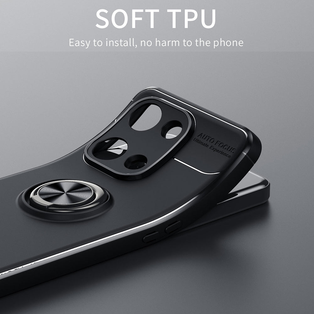 Back Cover for OnePlus Ace 2V / Nord 3 5G Kickstand TPU Phone Case Ring Holder Phone Back Shell - Black