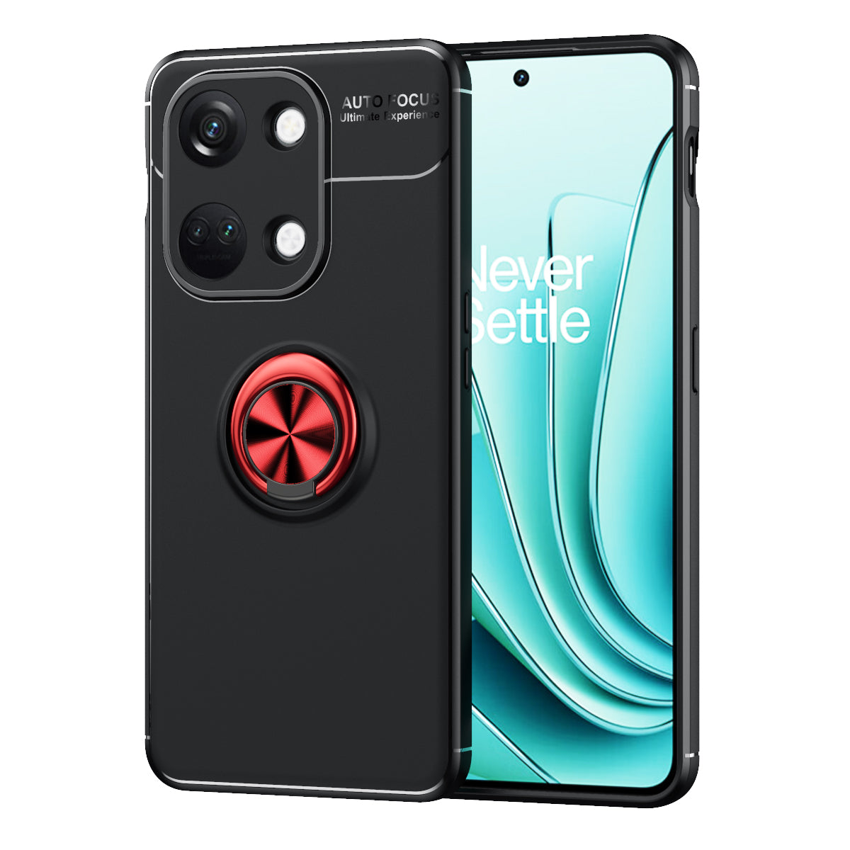 Back Cover for OnePlus Ace 2V / Nord 3 5G Kickstand TPU Phone Case Ring Holder Phone Back Shell - Black  /  Red