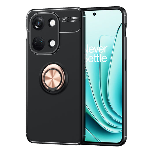 Back Cover for OnePlus Ace 2V / Nord 3 5G Kickstand TPU Phone Case Ring Holder Phone Back Shell - Black  /  Rose Gold