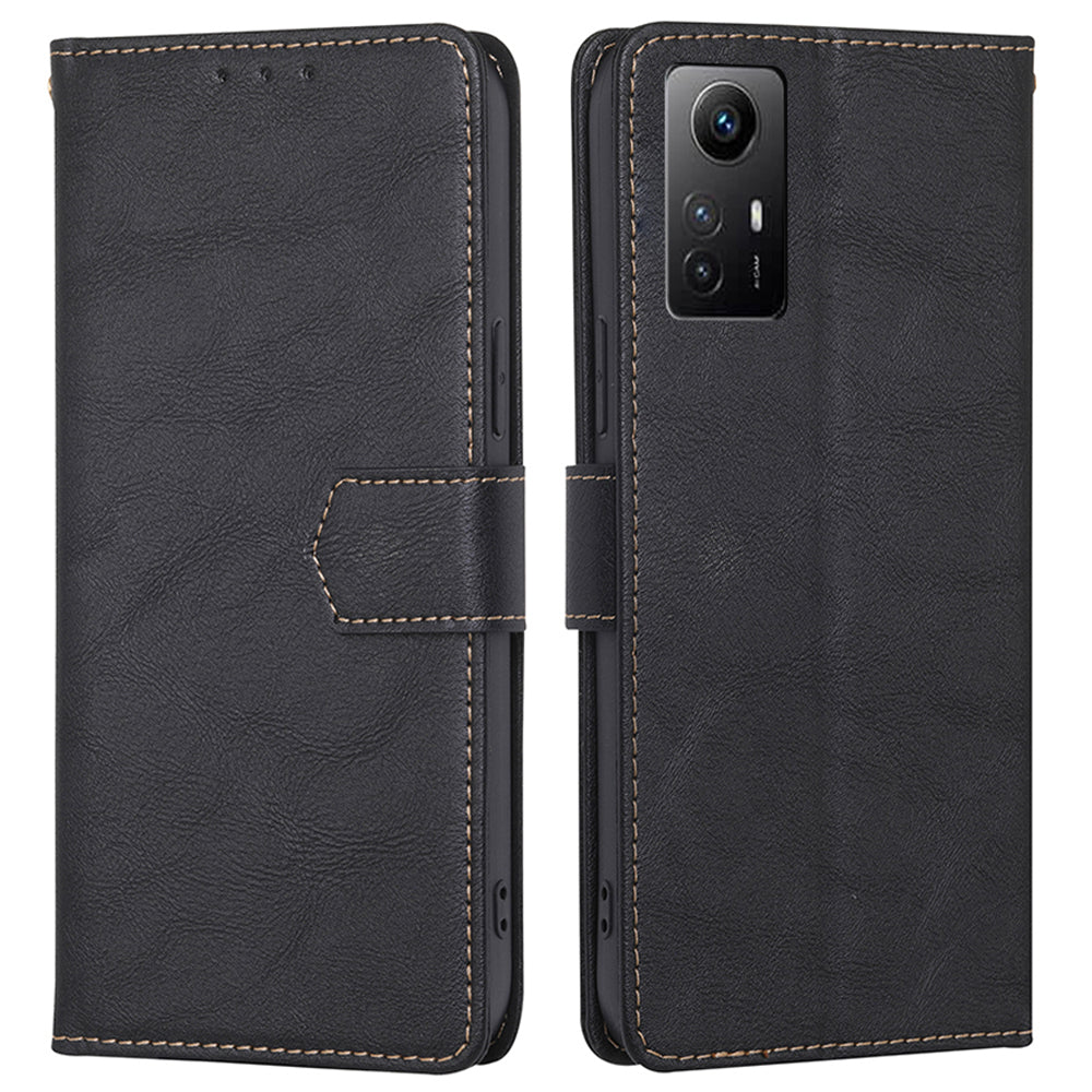 Uniqkart for Xiaomi Redmi Note 12S 4G PU Leather Wallet Case RFID Blocking Flip Stand Phone Cover - Black
