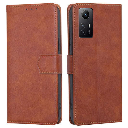 Uniqkart for Xiaomi Redmi Note 12S 4G PU Leather Wallet Case RFID Blocking Flip Stand Phone Cover - Brown