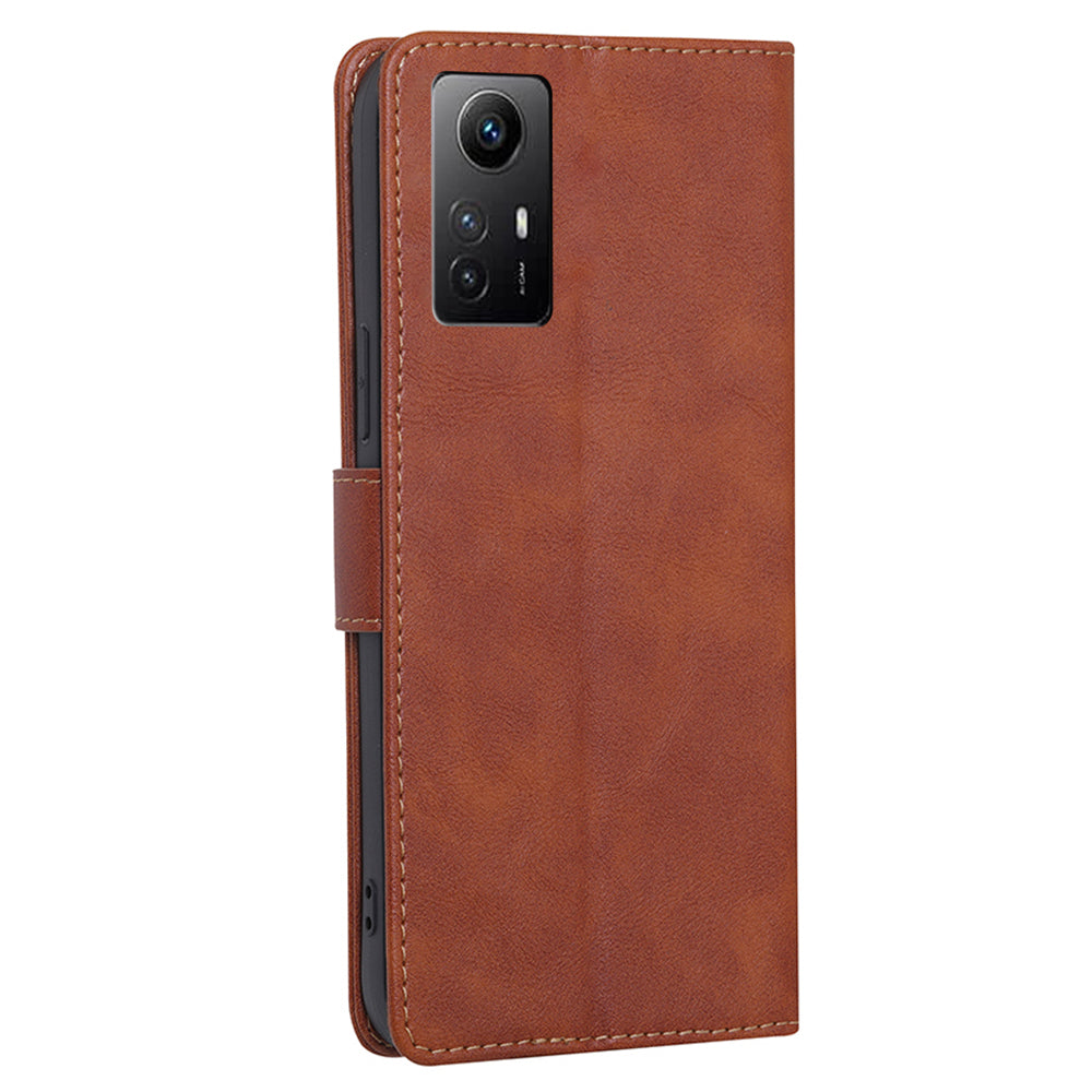 Uniqkart for Xiaomi Redmi Note 12S 4G PU Leather Wallet Case RFID Blocking Flip Stand Phone Cover - Brown
