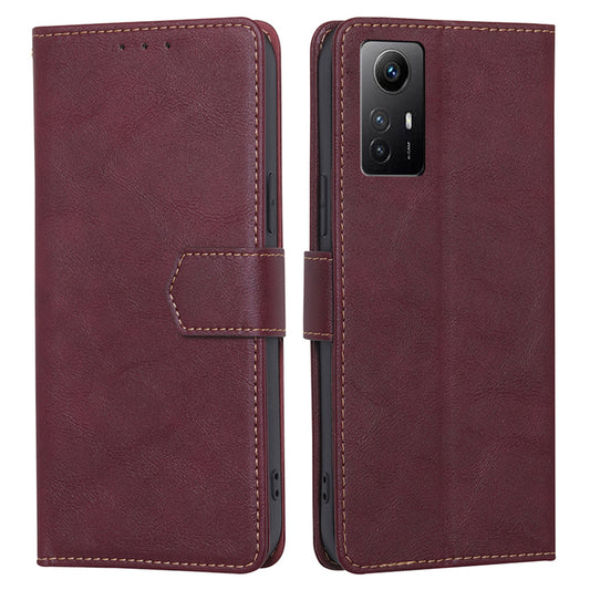 Uniqkart for Xiaomi Redmi Note 12S 4G PU Leather Wallet Case RFID Blocking Flip Stand Phone Cover - Wine Red