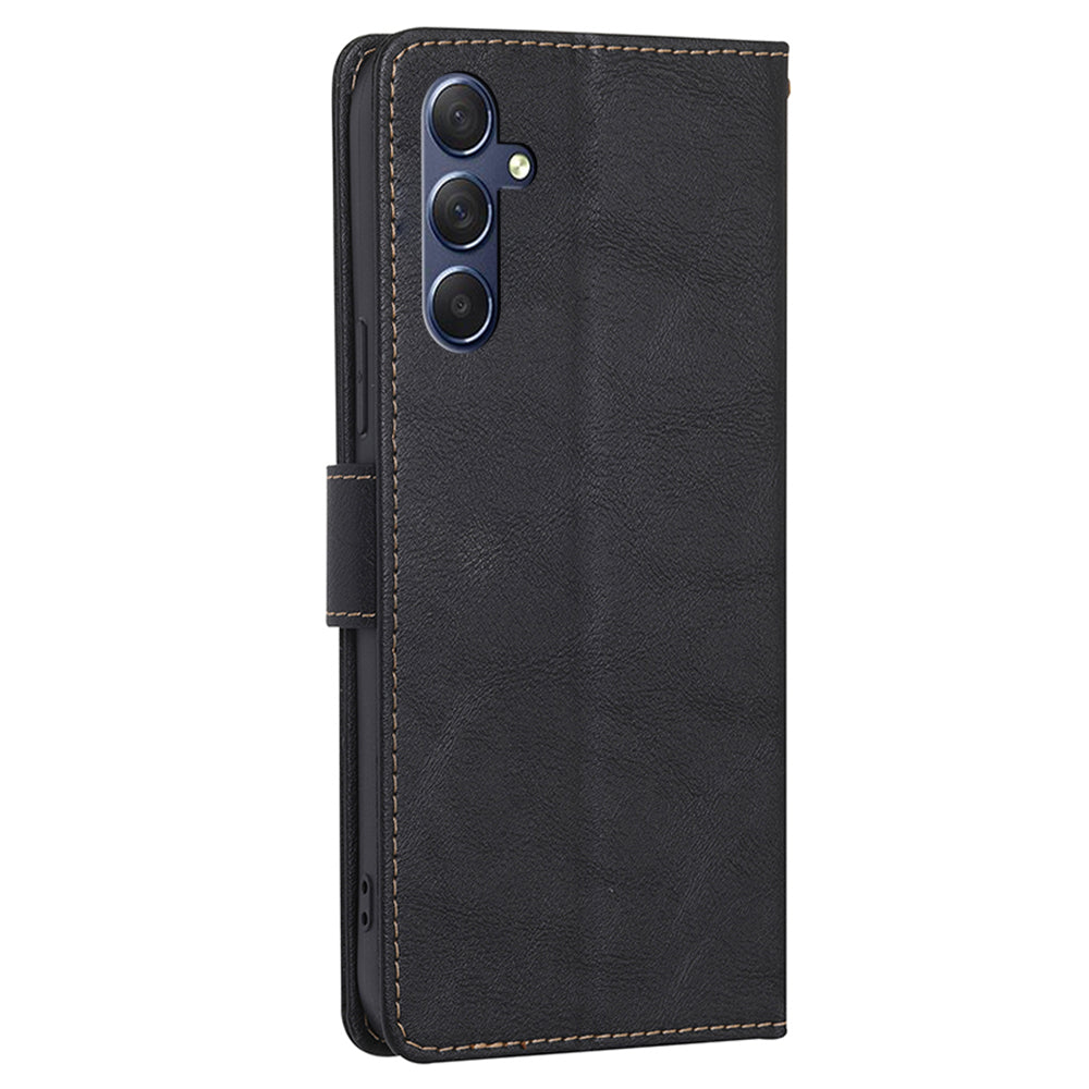 Uniqkart for Samsung Galaxy M54 / F54 5G RFID Blocking Wallet Phone Case PU Leather Stand Cover - Black