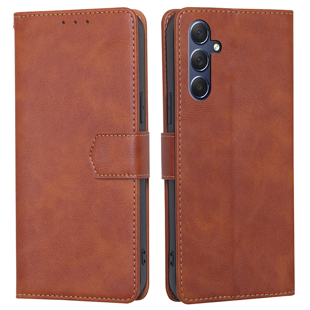 Uniqkart for Samsung Galaxy M54 / F54 5G RFID Blocking Wallet Phone Case PU Leather Stand Cover - Brown