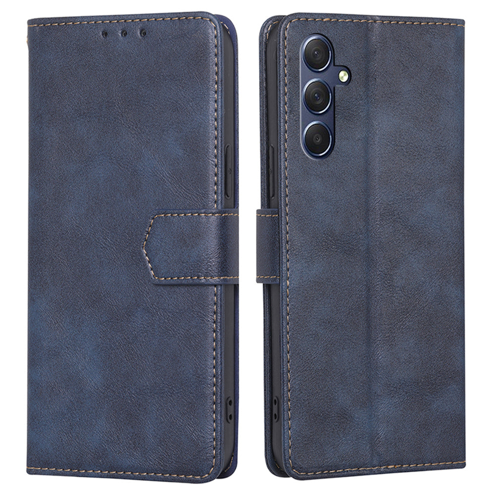 Uniqkart for Samsung Galaxy M54 / F54 5G RFID Blocking Wallet Phone Case PU Leather Stand Cover - Blue