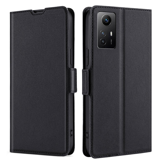 Uniqkart for Xiaomi Redmi Note 12S 4G PU Leather Card Holder Phone Cover Flip Stand Protective Case - Black