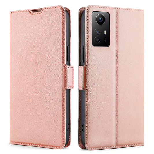 Uniqkart for Xiaomi Redmi Note 12S 4G PU Leather Card Holder Phone Cover Flip Stand Protective Case - Rose Gold