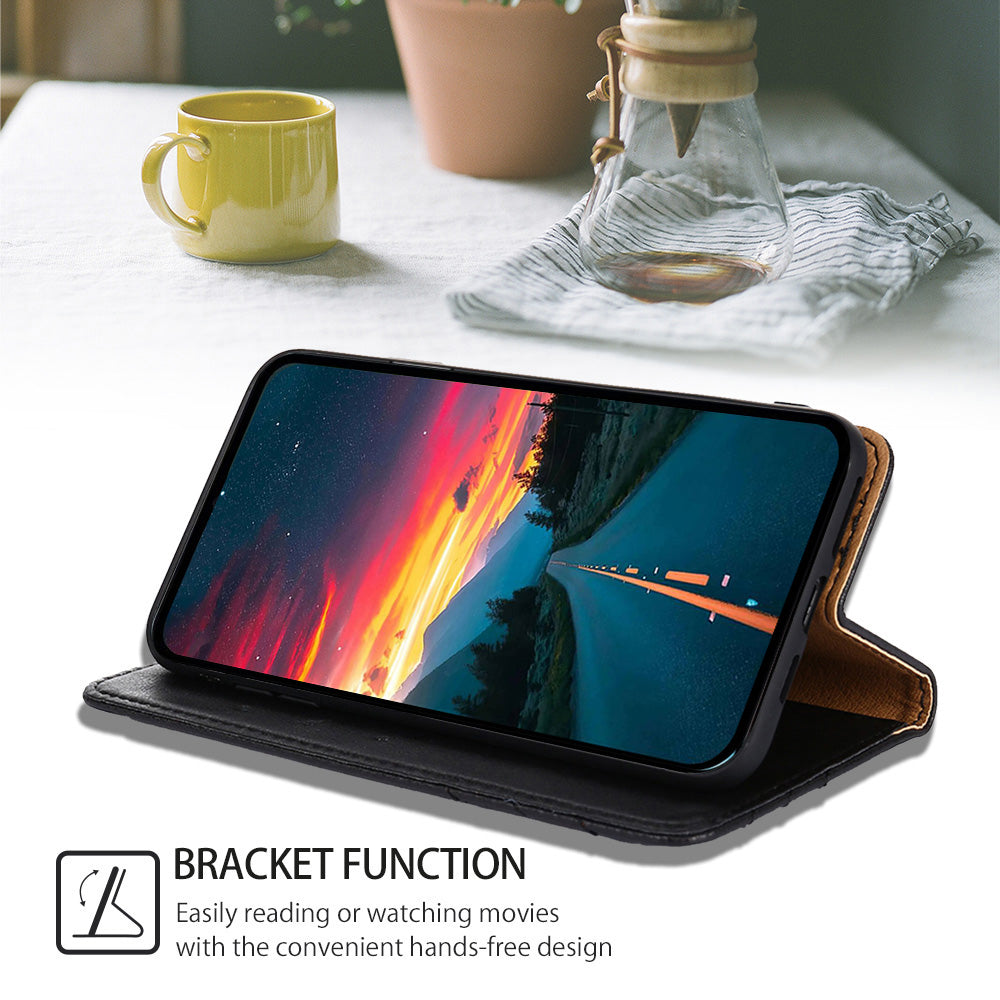 Uniqkart for Xiaomi Redmi Note 12S 4G Anti-Scratch Wallet Stand PU Leather Shell Triangle Stitching Line Phone Case - Black