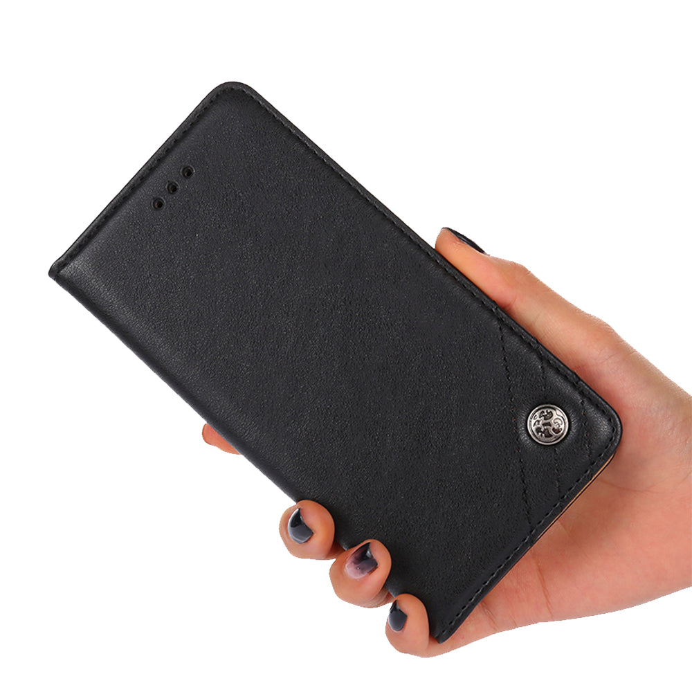 Uniqkart for Xiaomi Redmi Note 12S 4G Anti-Scratch Wallet Stand PU Leather Shell Triangle Stitching Line Phone Case - Black