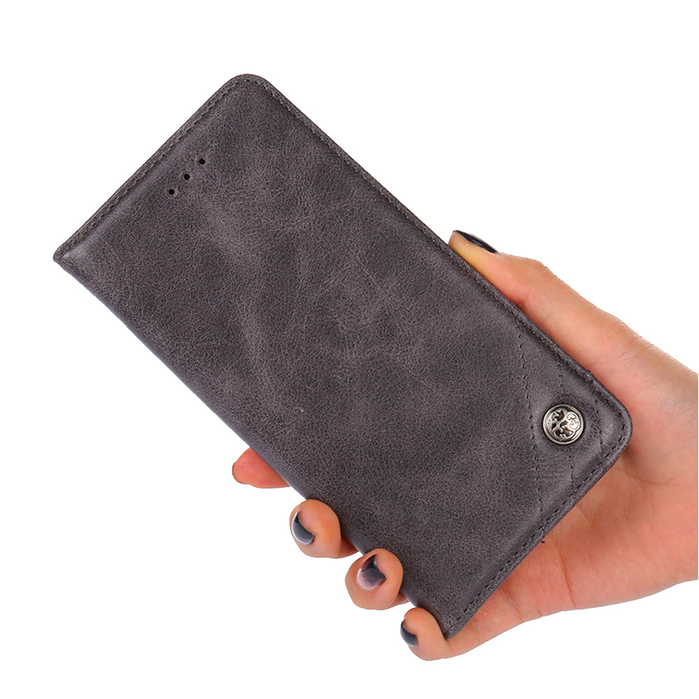 Uniqkart for Xiaomi Redmi Note 12S 4G Anti-Scratch Wallet Stand PU Leather Shell Triangle Stitching Line Phone Case - Grey