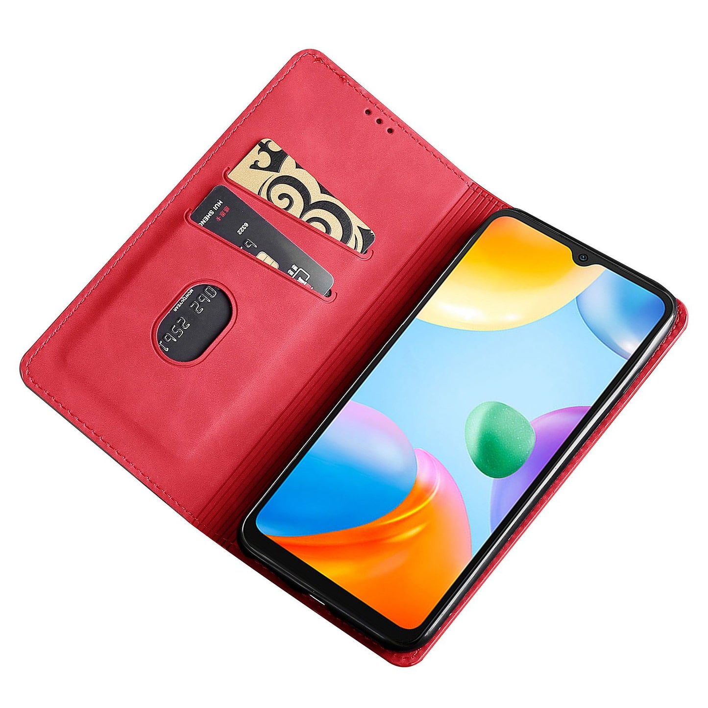 Uniqkart for Xiaomi Redmi Note 12S 4G Skin-touch Flip Stand Phone Case Card Holder PU Leather Smartphone Cover - Red
