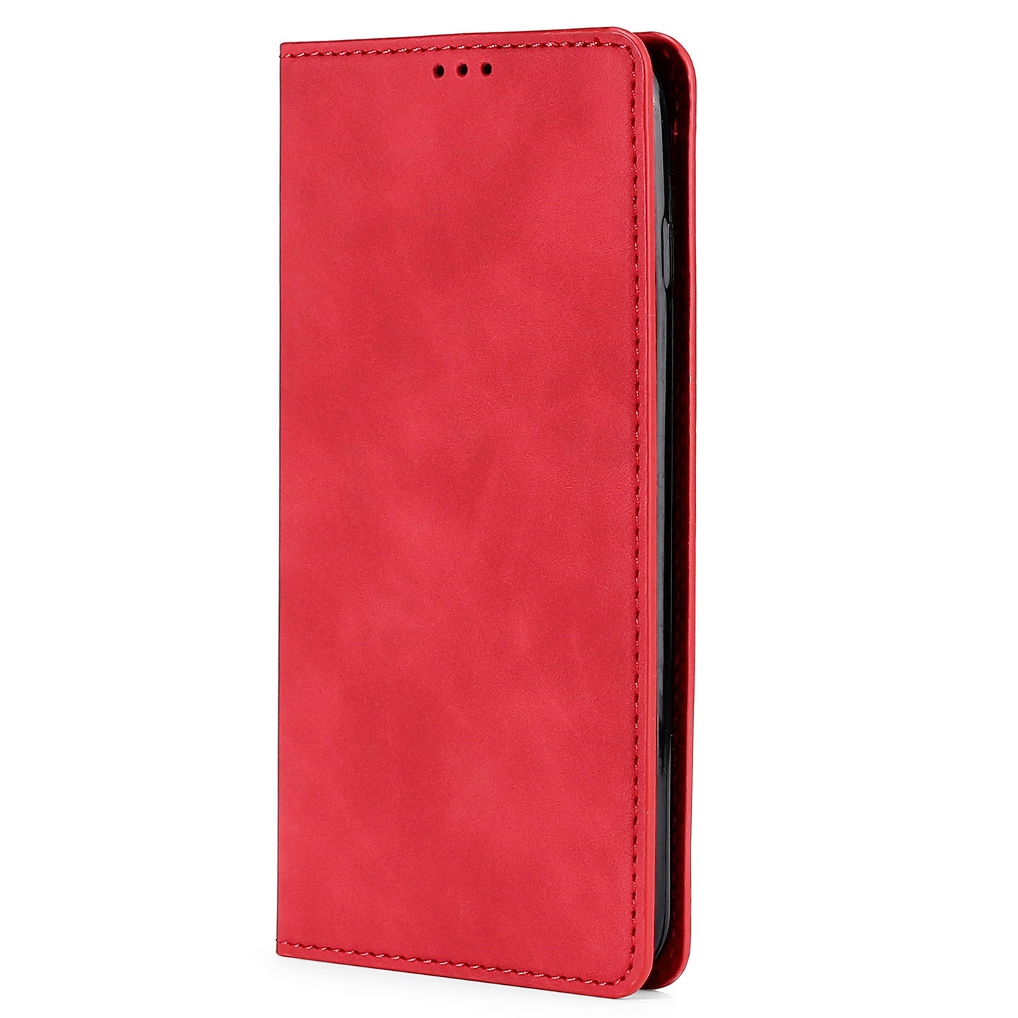 Uniqkart for Xiaomi Redmi Note 12S 4G Skin-touch Flip Stand Phone Case Card Holder PU Leather Smartphone Cover - Red