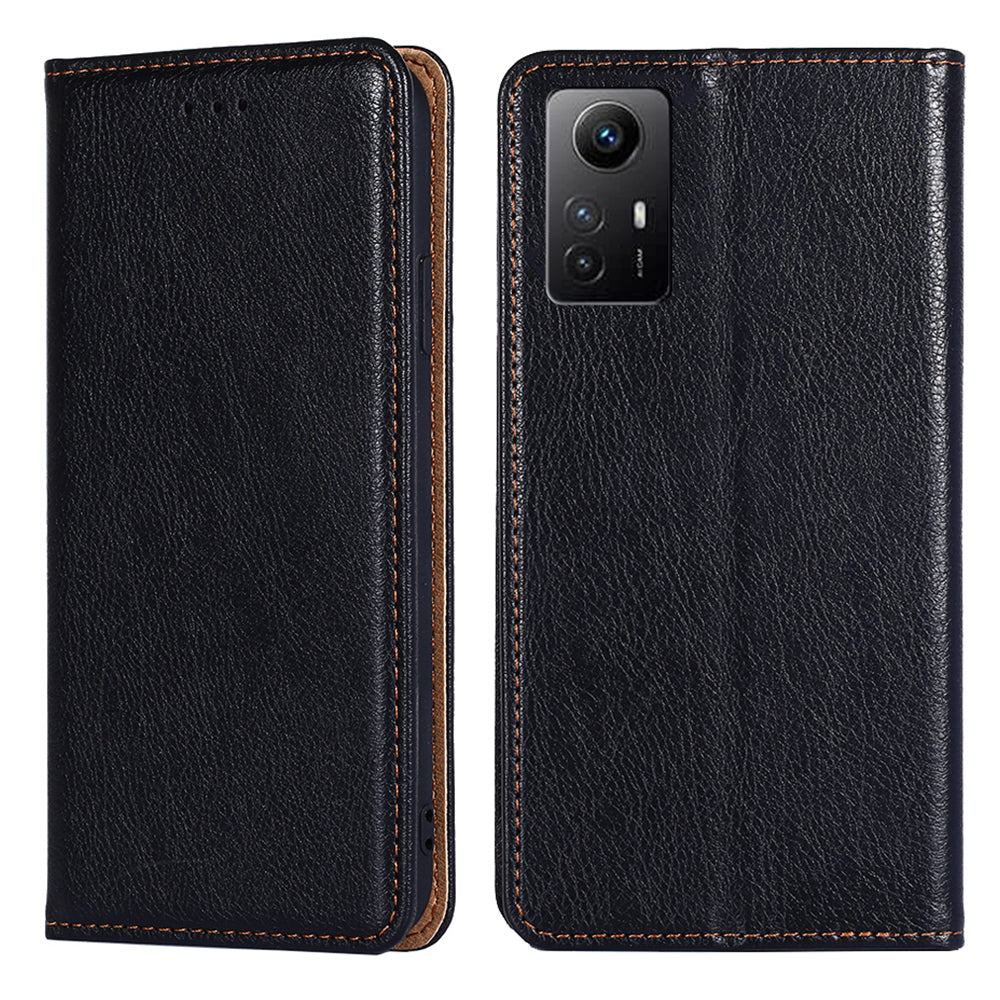 Uniqkart for Xiaomi Redmi Note 12S 4G Magnetic Phone Case Stand Wallet PU Leather + TPU Phone Shell Cover - Black
