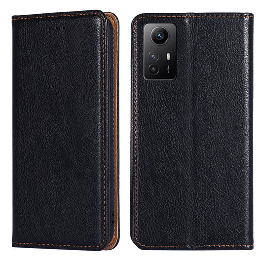 Uniqkart for Xiaomi Redmi Note 12S 4G Magnetic Phone Case Stand Wallet PU Leather + TPU Phone Shell Cover - Black