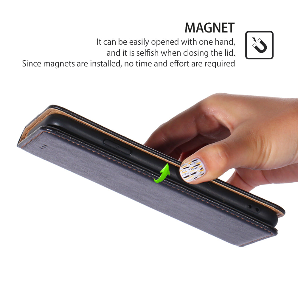 Uniqkart for Xiaomi Redmi Note 12S 4G Magnetic Phone Case Stand Wallet PU Leather + TPU Phone Shell Cover - Black